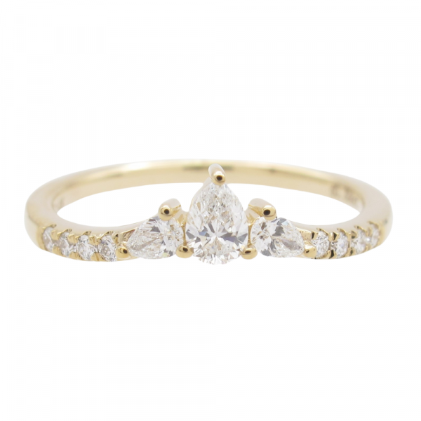 0.306ctw Pear Diamond Curved Band 14K Yellow Gold