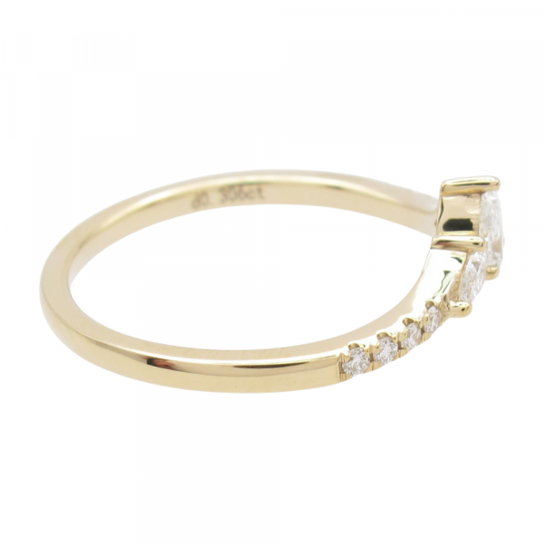 0.306ctw Pear Diamond Curved Band 14K Yellow Gold side