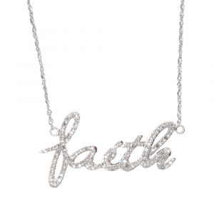 0.41ctw Diamond Faith Necklace 14K White Gold