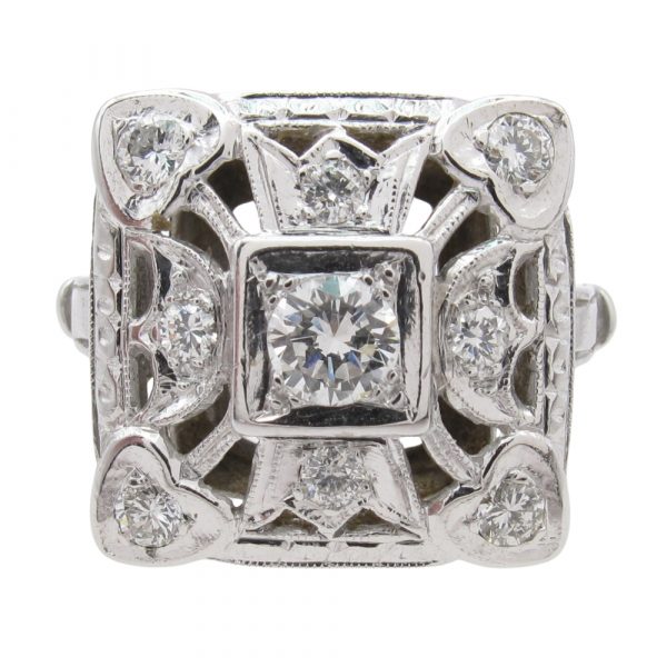 0.50ctw Diamond Square Frame Motif Ring 14K