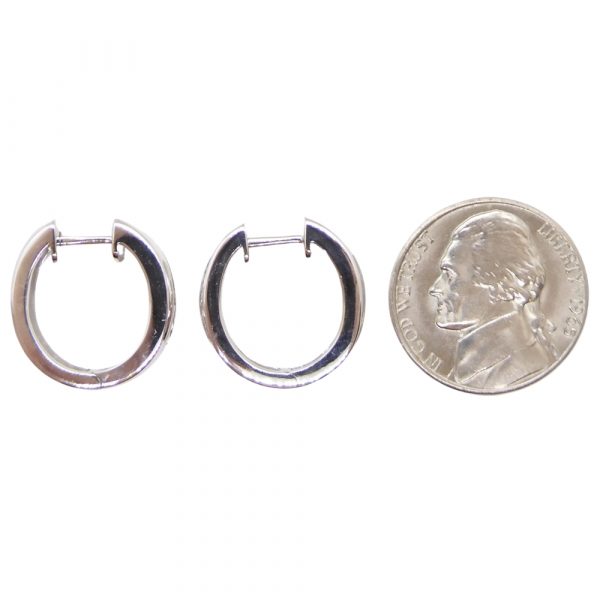 0.54ctw Round Diamond Huggie Hoop Earrings 14k White Gold Coin Size Comparison