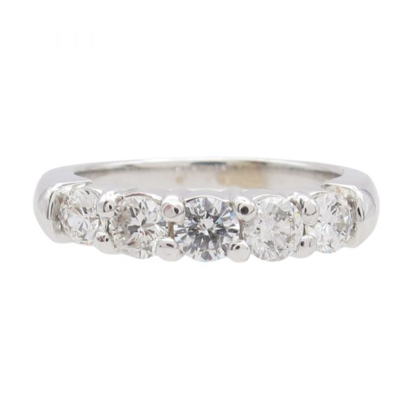 0.86ctw Diamond Five Stone Band Ring 14K