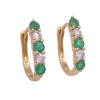 1.06ctw Alternating Natural Emerald & Diamond Lever Back Earrings 14K Yellow Gold