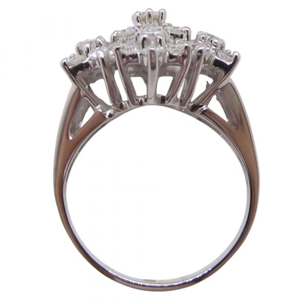 1.12ctw Diamond Floral Bouquet Cluster Ring 14k White Gold Side