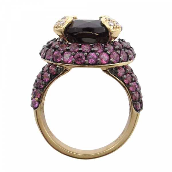 11.84ctw Garnet, Tourmaline & Diamond Ring 14K top