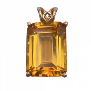 12.24ct Emerald Cut Citrine Pendant 14k Yellow Gold (2)