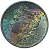 1880-O Morgan Dollar MS63 PCGS Vibrant Rainbow Toned