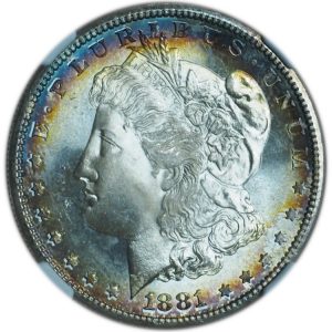 1881-S Morgan Dollar MS68 NGC Stunning Peripheral Toning