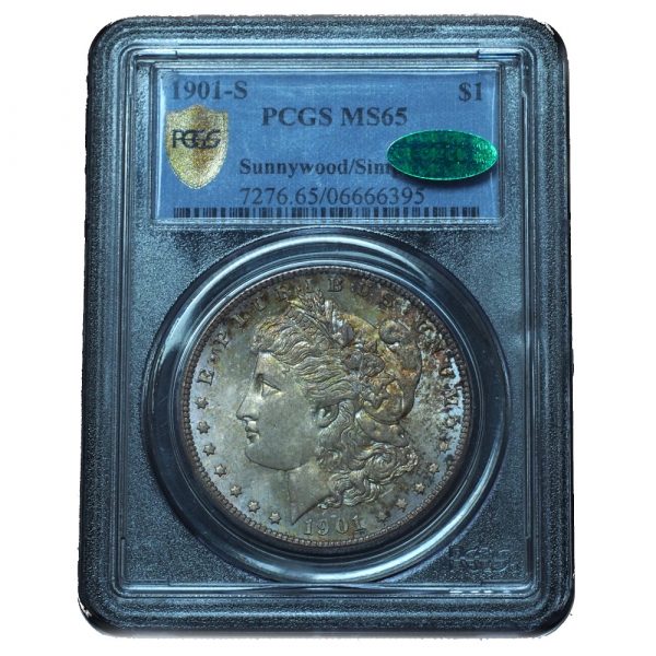 1901-S Morgan Dollar MS65 PCGS + CAC Unique Toning