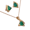 2.19ctw Trillion Emerald with Diamond Accent Earrings & Necklace set 14K Yellow Gold (1)