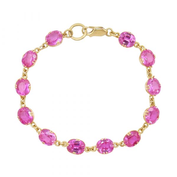 21ctw Pink Sapphire Bracelet Yellow Gold 18K