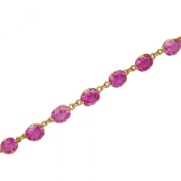 21ctw Pink Sapphire Bracelet Yellow Gold 18K close