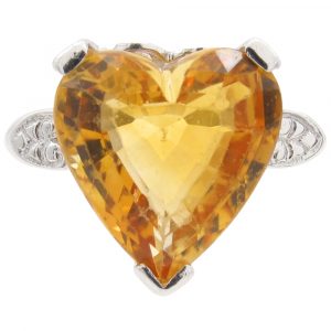 4.50ct Citrine 1950’s Heart Ring 14K