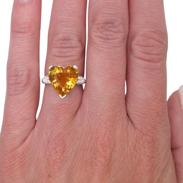 4.50ct Citrine 1950’s Heart Ring 14K worn