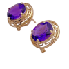 4.84ctw AAA Oval Amethyst Stud Earrings 14K Yellow Gold Euro Clip Back