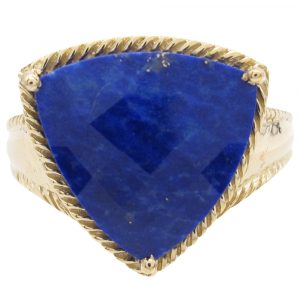 6.18ct Checkerboard Trillion Lapis Ring 10K