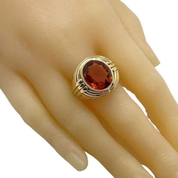 7.18ct Oval Madeira Citrine Mens Ring 14K Yellow Gold (4)