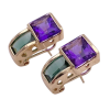 Amethyst Green Tourmaline Earrings 14K Gold, Euro Clutch (1)