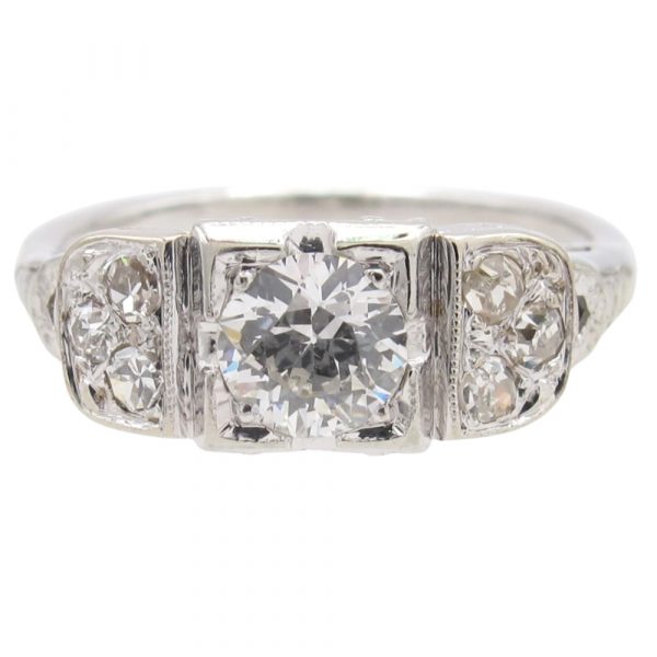 Art Deco 0.74ctw VS2 I Old European Diamond Ring 18K