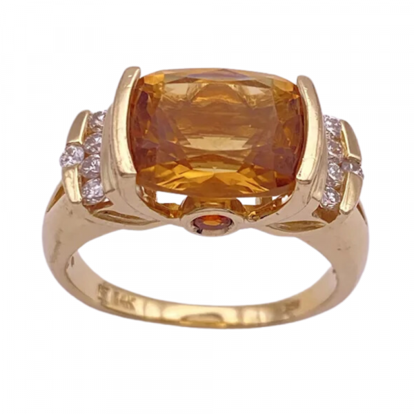 Citrine Diamond Ring 4.59ctw 14K Gold (1)