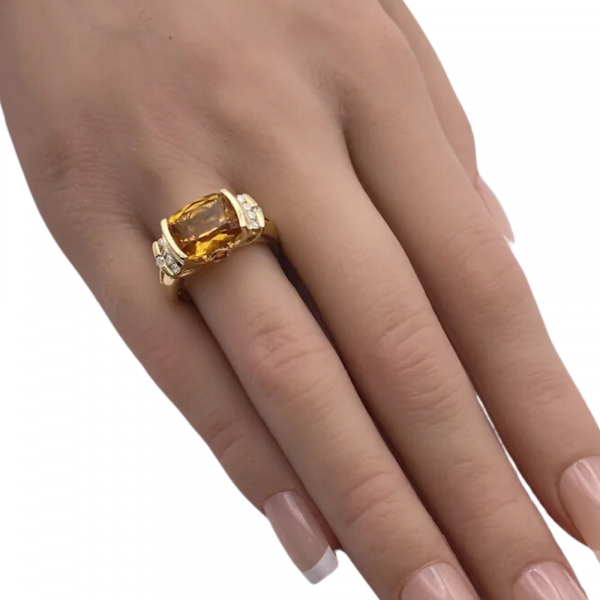 Citrine Diamond Ring 4.59ctw 14K Gold