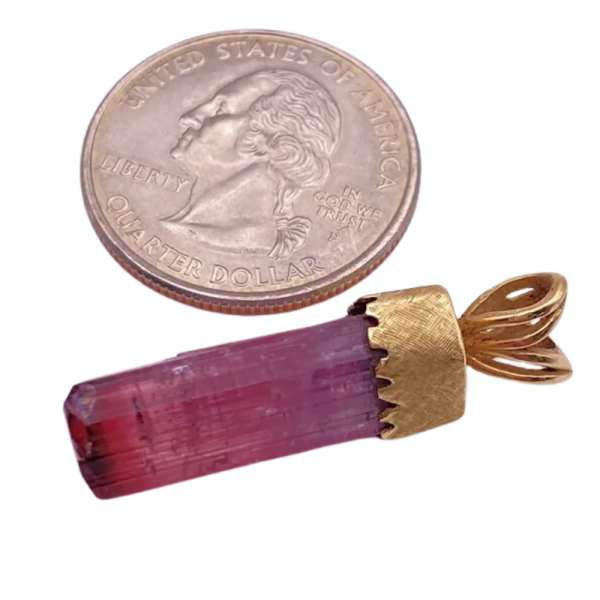 Custom Handcrafted Pink Tourmaline Crystal Pendant 14K Gold