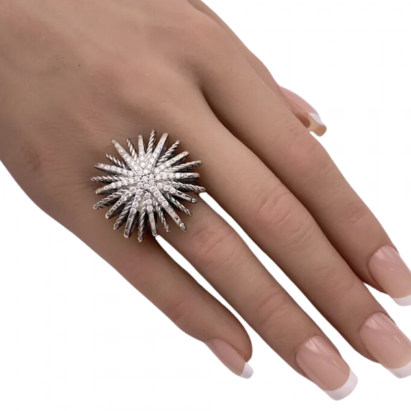 David Yurman .56ctw Diamond BIG Starburst Ring Sterling Silver (3)