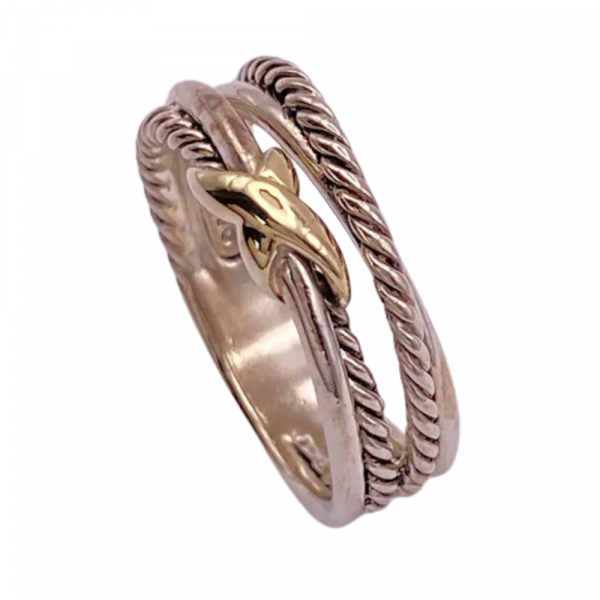 David Yurman Cross-Over Ring Sterling Silver and 18K Gold (1)