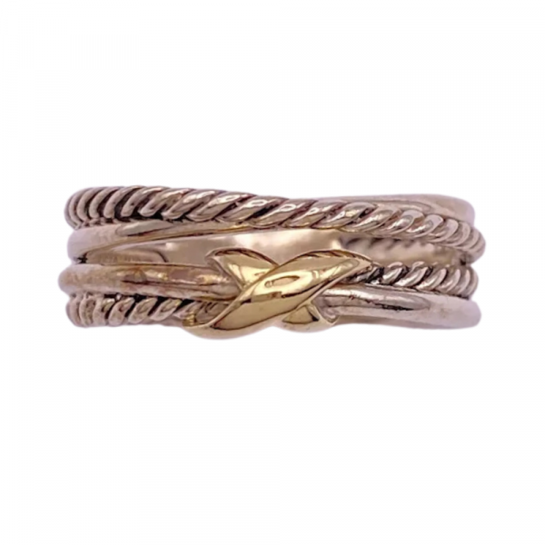 David Yurman Cross-Over Ring Sterling Silver and 18K Gold (2)