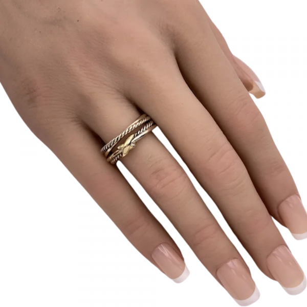 David Yurman Cross-Over Ring Sterling Silver and 18K Gold (3)