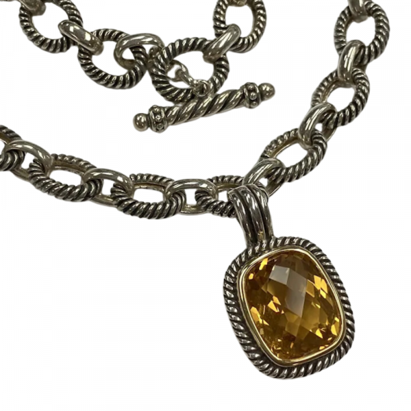 Designer Inspired 10.74ct Cushion Citrine Necklace 925 Sterling Silver (2)