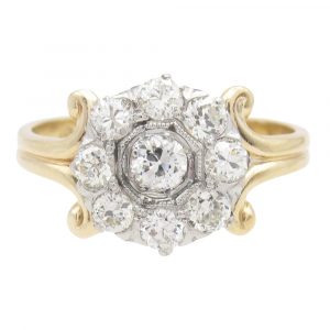 Edwardian 0.50ctw Diamond Cluster Ring Two-Tone 14K