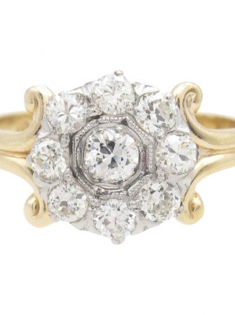 Edwardian 0.50ctw Diamond Cluster Ring Two-Tone 14K