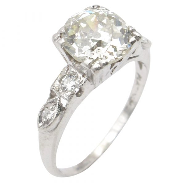 Edwardian 1.82ctw Old European Cut Diamond Engagement Ring Platinum side angle