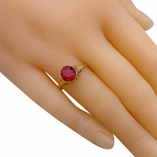 Edwardian Rubellite Tourmaline Solitaire Filigree Ring 1.20ct 14K (1)