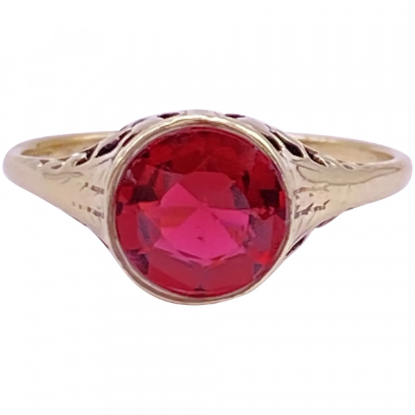 Edwardian Rubellite Tourmaline Solitaire Filigree Ring 1.20ct 14K