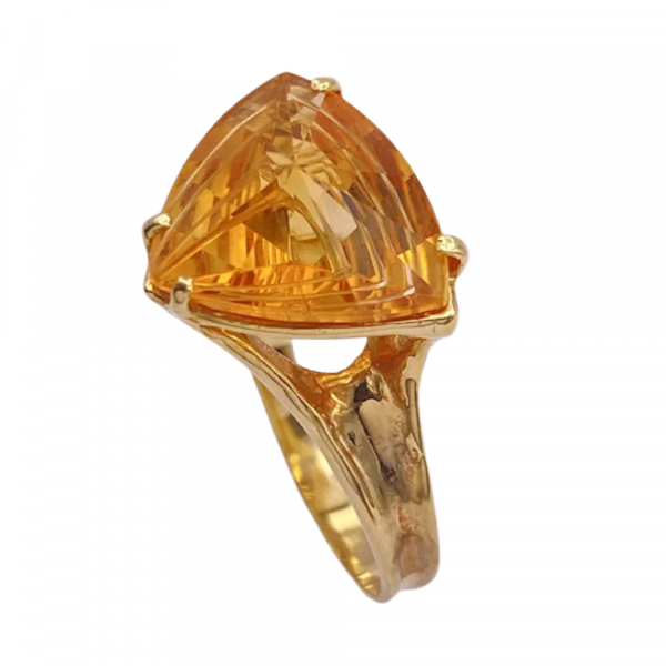 Fantasy Cut Citrine Solitaire Ring 18K Gold 12 (1)