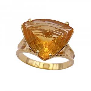 Fantasy Cut Citrine Solitaire Ring 18K Gold 12 (2)