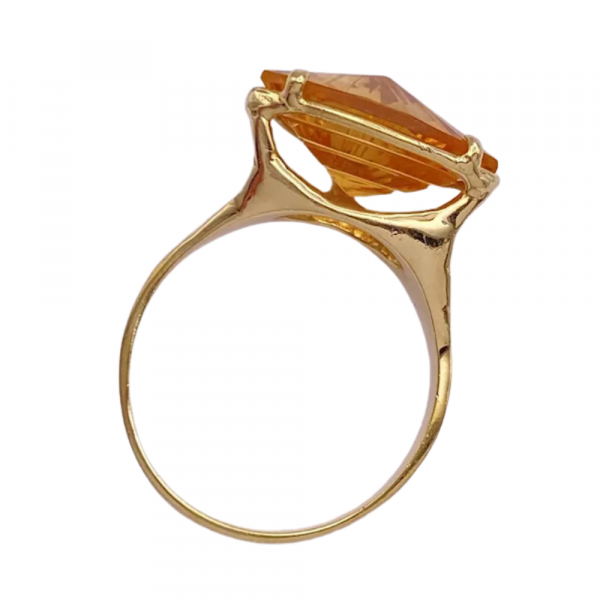 Fantasy Cut Citrine Solitaire Ring 18K Gold 12.42ct (2)