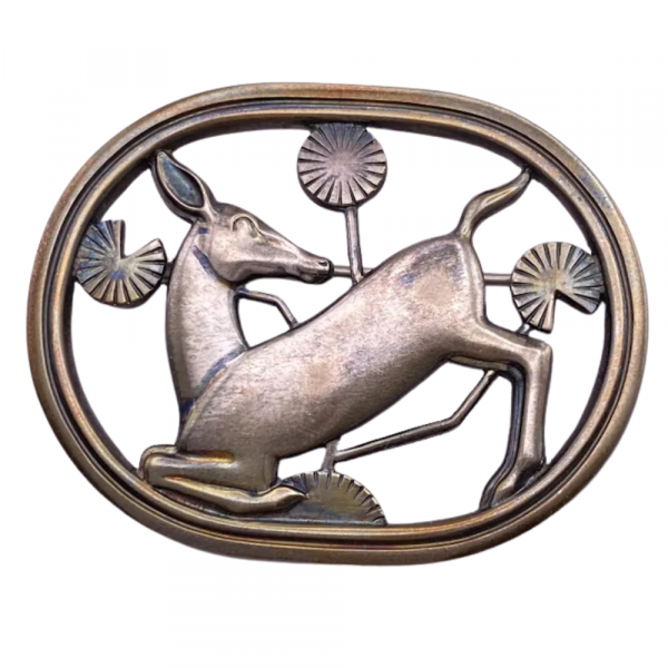 Georg Jensen Kneeling Deer Brooch Sterling Silver (2)