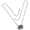 Green Tourmaline Diamond Halo Necklace 18K Two-Tone Gold 3 (1)