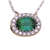 Green Tourmaline Diamond Halo Necklace 18K Two-Tone Gold 3 (2)