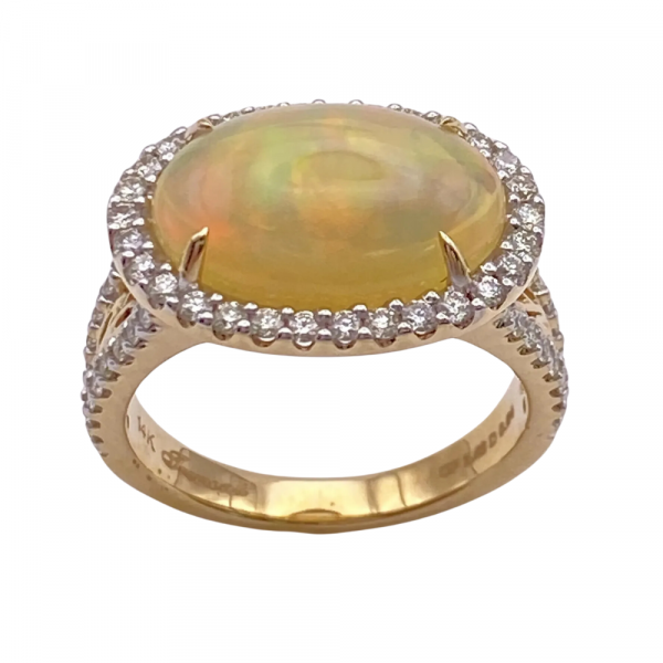 Karin Tremori Australian Opal Diamond Halo Ring 4.10ctw 14K Gold Australia (3)