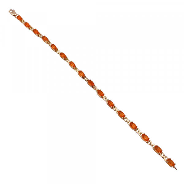 Mexican Fire Opal Line Bracelet 2.40ctw 14K Yellow Gold