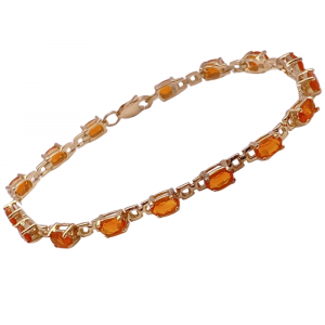 Mexican Fire Opal Line Bracelet 2.40ctw 14K Yellow Gold