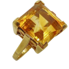 Mid-Century 10.10ct Princess Cut Citrine Solitaire Ring 14K Yellow Gold (1)