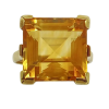 Mid-Century 10.10ct Princess Cut Citrine Solitaire Ring 14K Yellow Gold