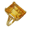 Mid-Century 26.19ct Emerald Cut Citrine Solitaire Ring 14K Yellow Gold (1)