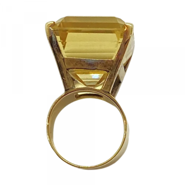 Mid Century 37.38ct Emerald Cut Citrine Solitaire Ring 14K Yellow Gold (3)