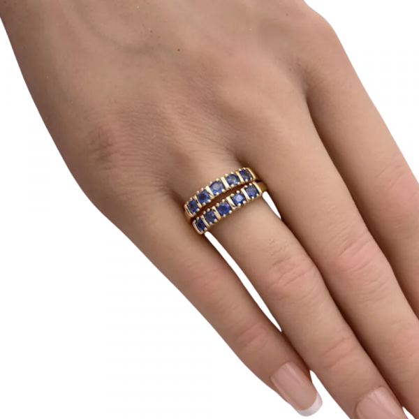 Natural Ceylon Sapphire Stack Rings 1.20 Carats TW 10K Gold worn